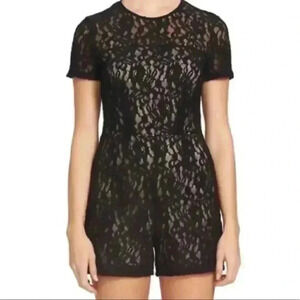 1.state Black Lace Short Sleeve Romper